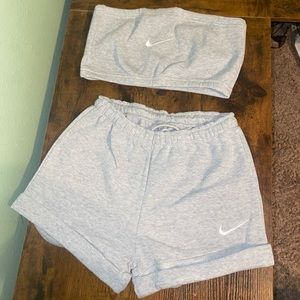 Nike Gray Women's Athletic Shorts and Top Set